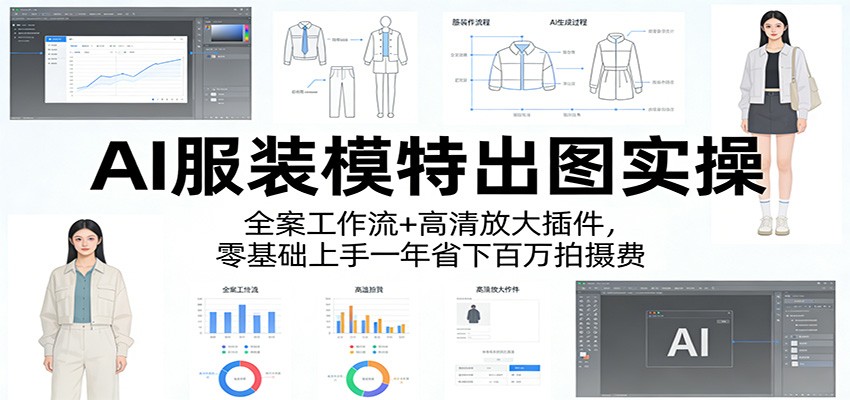 AI服装模特出图实操：全案工作流+ 高清放大插件，零基础上手一年省下百万拍摄费-迦哆网创社