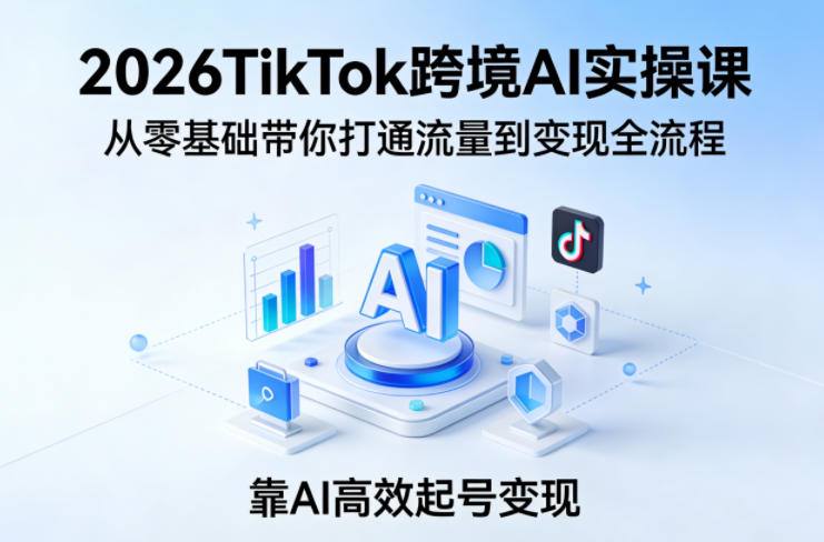 2026TikTok跨境AI实操课,从零基础带你打通流量到变现全流程,靠AI高效起号变现-迦哆网创社