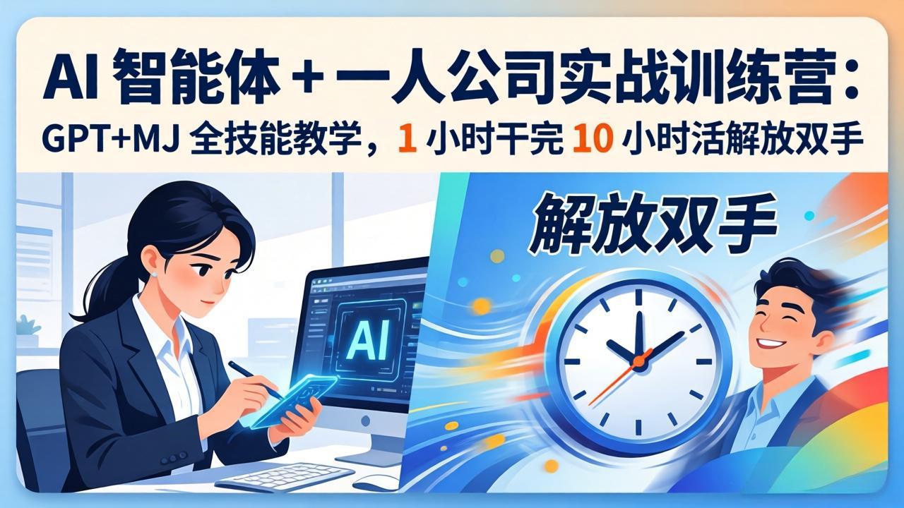 AI 智能体 + 一人公司实战训练营：GPT+MJ 全技能教学，1 小时干完 10 小时活解放双手-迦哆网创社