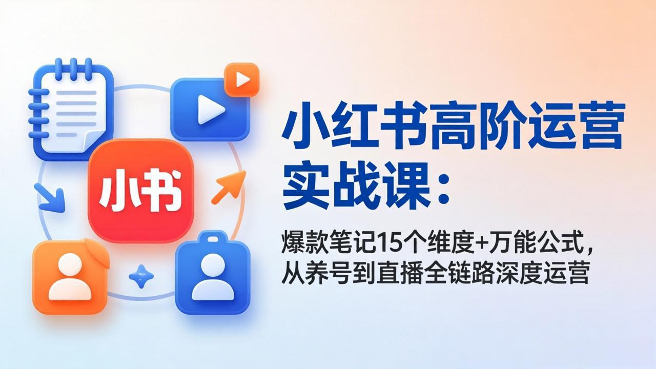 小红书高阶运营实战课：爆款笔记15个维度+万能公式，从养号到直播全链路深度运营-迦哆网创社
