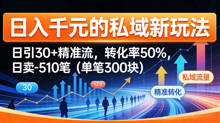 日入千米的私域新玩法：日引30＋精准流，转化率50%，日卖5-10笔(单笔300米)-迦哆网创社