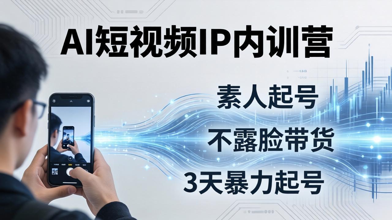 2026AI短视频IP内训营：从素人起号到不露脸带货，3天暴力起号全流程拆解-迦哆网创社