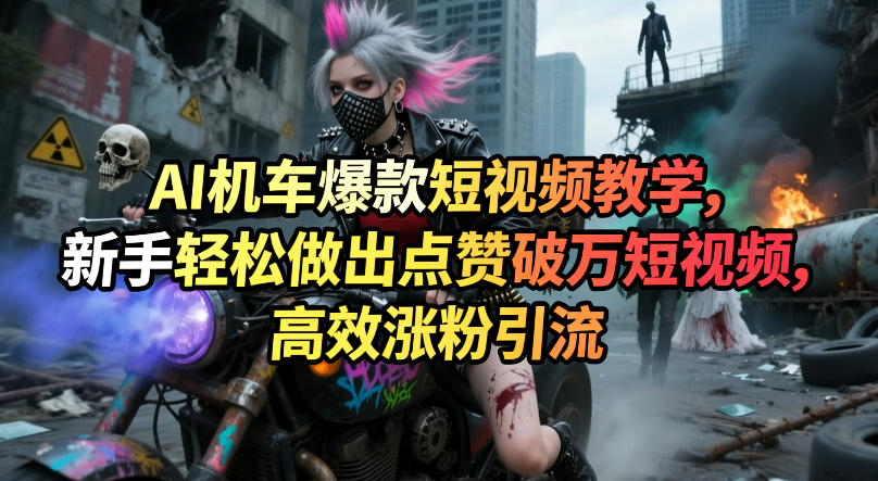 AI机车爆款短视频教学，新手轻松做出点赞破万短视频，高效涨粉引流-迦哆网创社