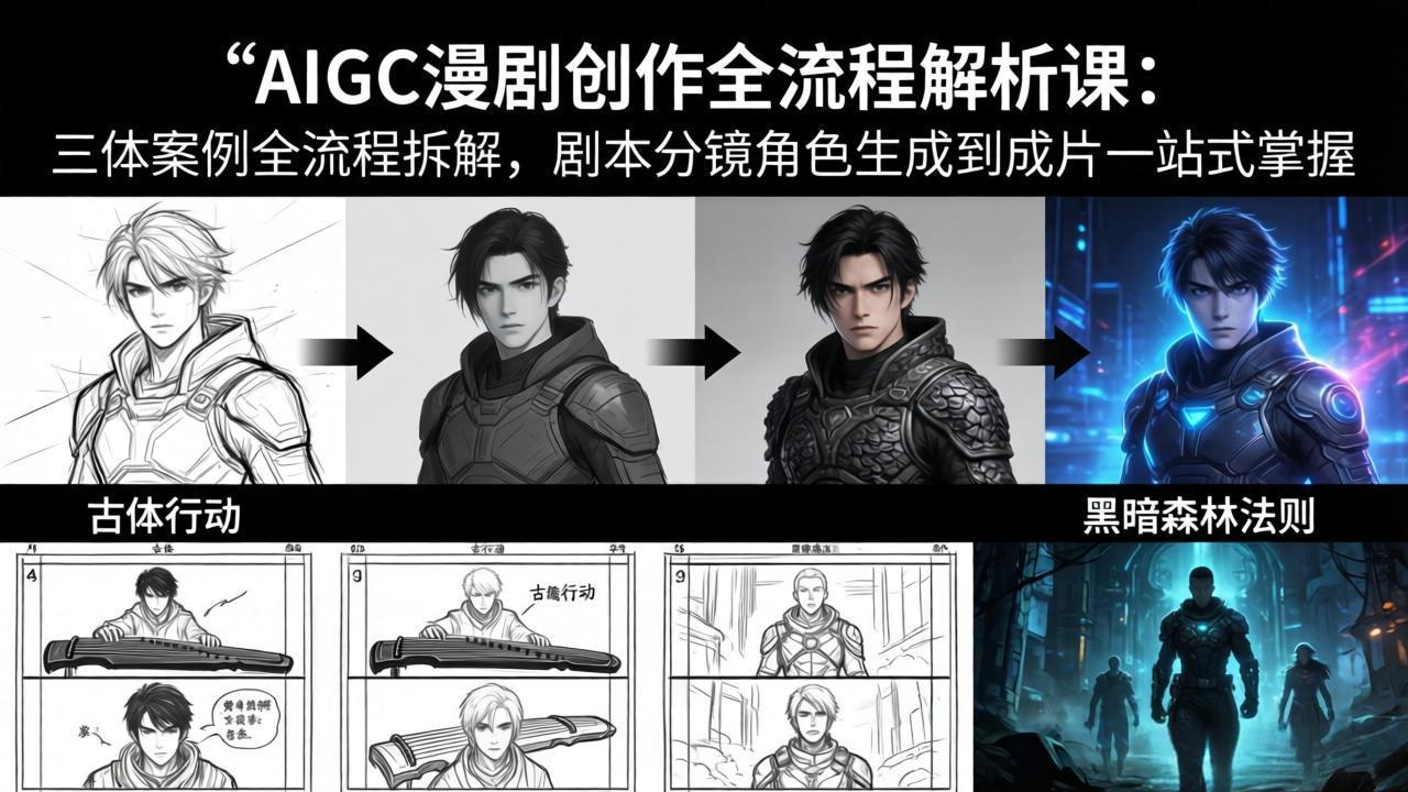 AIGC漫剧创作全流程解析课：三体案例全流程拆解，剧本分镜角色生成到成片一站式掌握-迦哆网创社