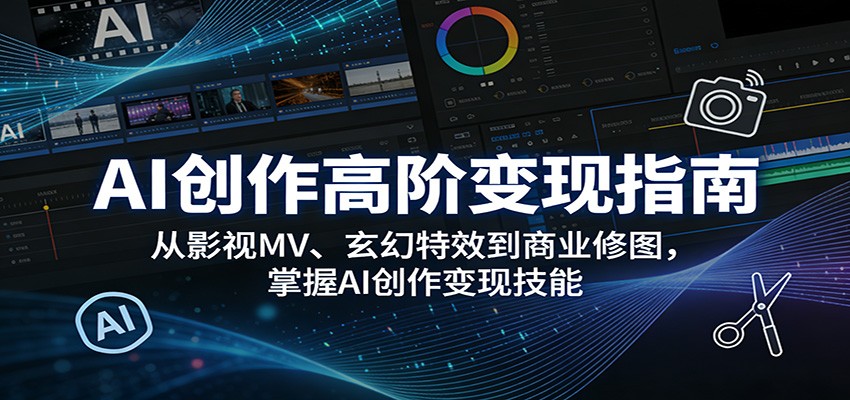 AI创作高阶变现指南：从影视MV、玄幻特效到商业修图，掌握AI创作变现技能-迦哆网创社