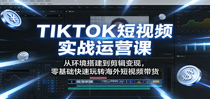 TIKTOK短视频实战运营课：从环境搭建到剪辑变现，零基础快速玩转海外短视频带货-迦哆网创社