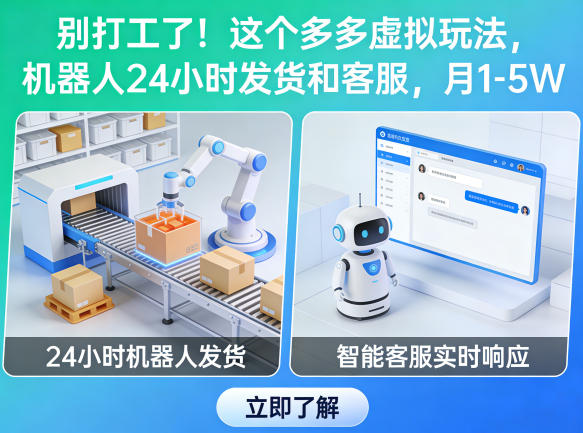别打工了！这个多多虚拟玩法，机器人24小时发货和客服，月1-5W【揭秘】-迦哆网创社