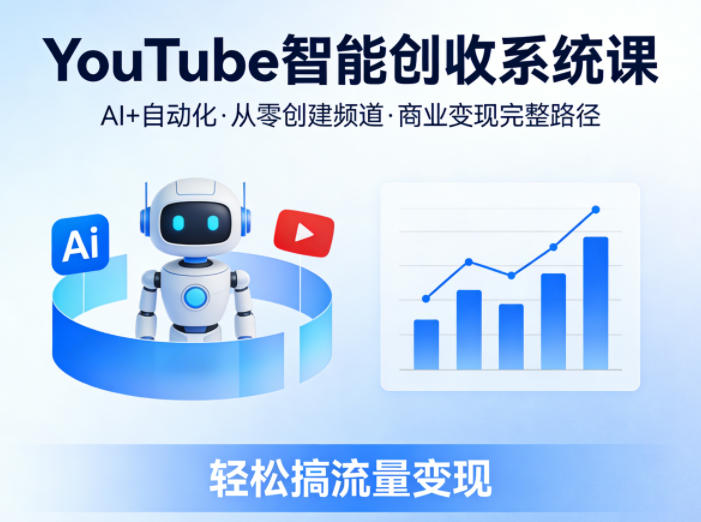 YouTube智能创收系统课,AI+自动化,从零创建YouTube频道并实现商业变现的完整路径,轻松搞流量变现-迦哆网创社