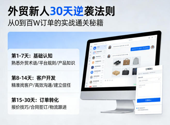 外贸新人30天逆袭法则，教你从0到百W订单的实战通关秘籍-迦哆网创社