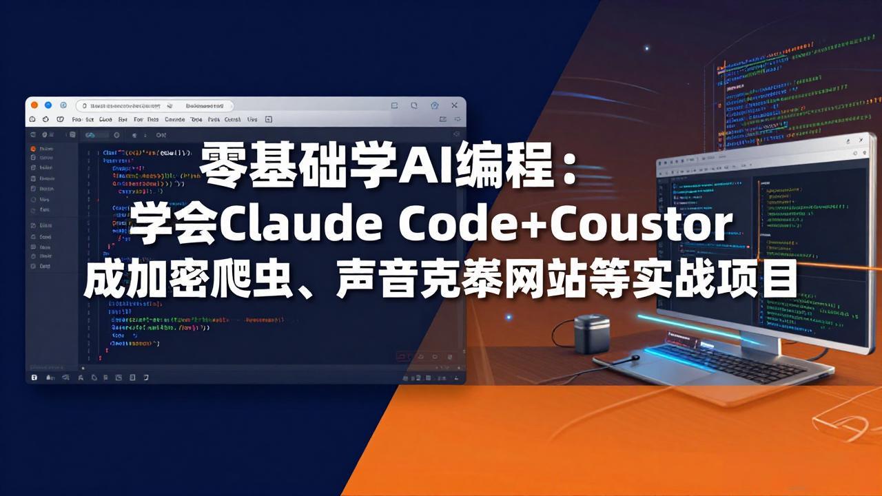 零基础学AI编程：学会Claude Code+Cursor完成加密爬虫、声音克隆网站等实战项目-迦哆网创社