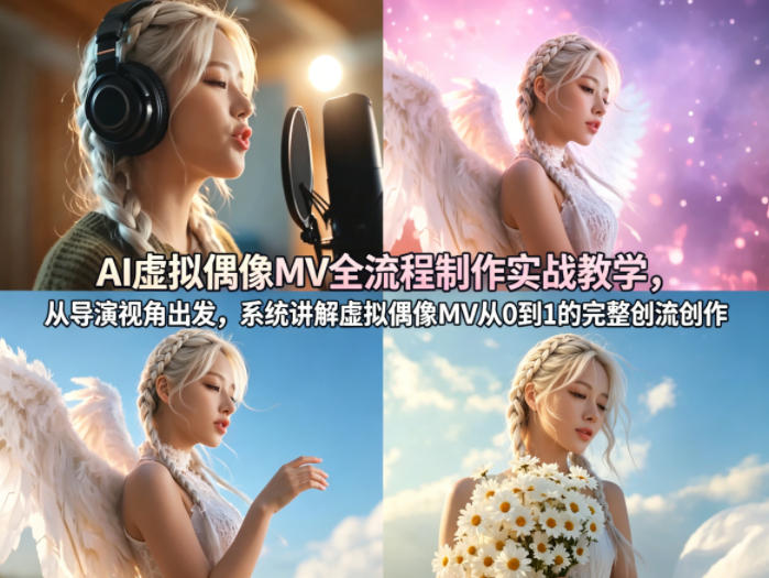 AI虚拟偶像MV全流程制作实战教学，从导演视角出发，系统讲解虚拟偶像MV从0到1的完整创作流程-迦哆网创社
