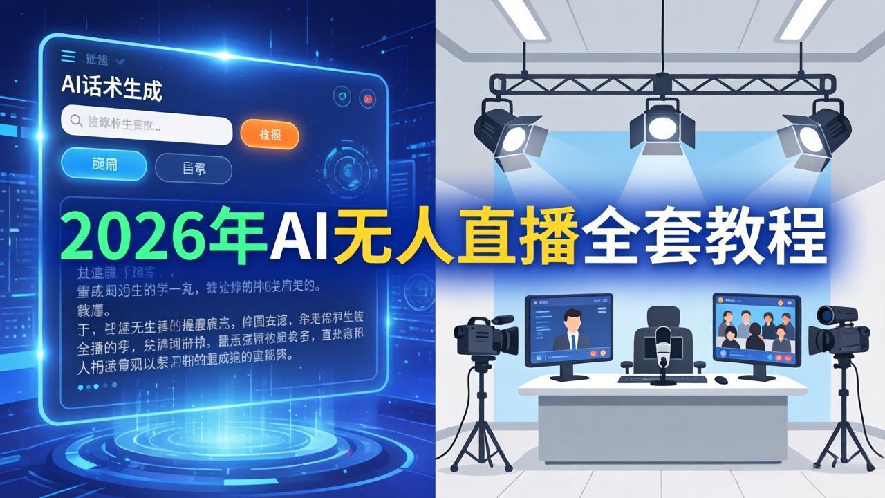 2026年AI无人直播全套教程：OBS安装+软件配置+直播间搭建+话术生成+一键开播实操-迦哆网创社