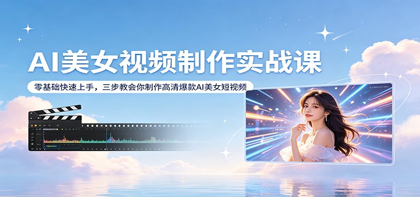 AI美女视频制作实战课：零基础快速上手，三步教会你制作高清爆款AI美女短视频-迦哆网创社