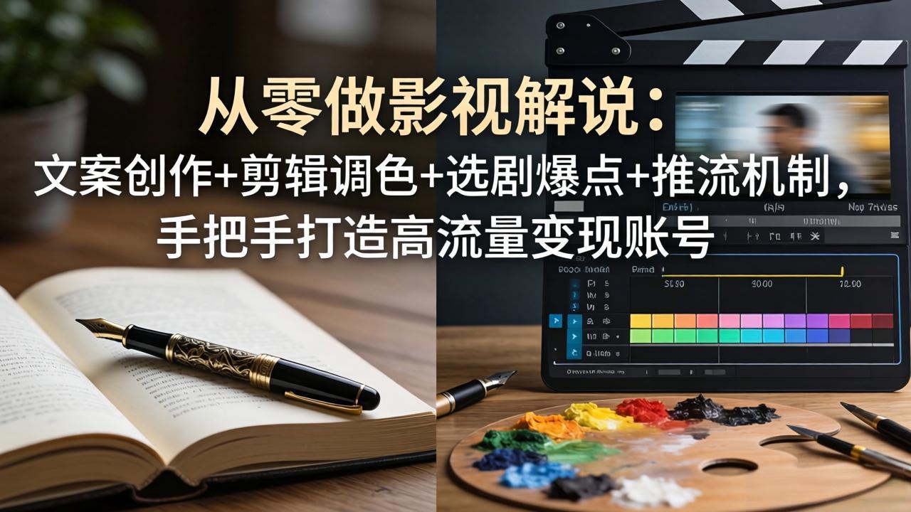 从零做影视解说：文案创作+剪辑调色+选剧爆点+推流机制，手把手打造高流量变现账号-迦哆网创社