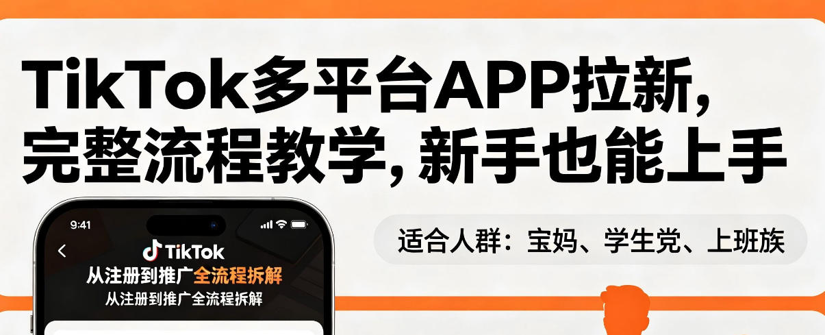 TikTok多平台APP拉新，完整流程教学，新手也能上手，轻松出海搞美金-迦哆网创社