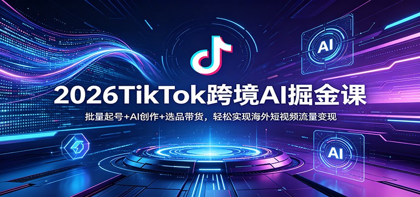 2026TikTok跨境AI掘金课：批量起号+AI创作+选品带货，轻松实现海外短视频流量变现-迦哆网创社