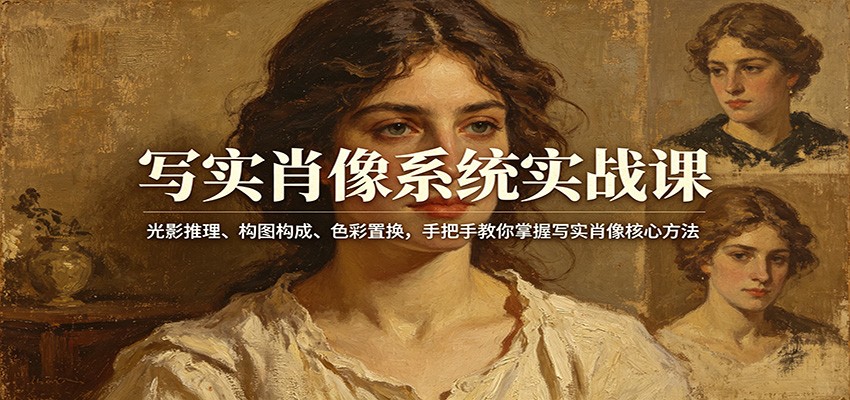 写实肖像系统实战课：光影推理、构图构成、色彩置换，手把手教你掌握写实肖像核心方法-迦哆网创社