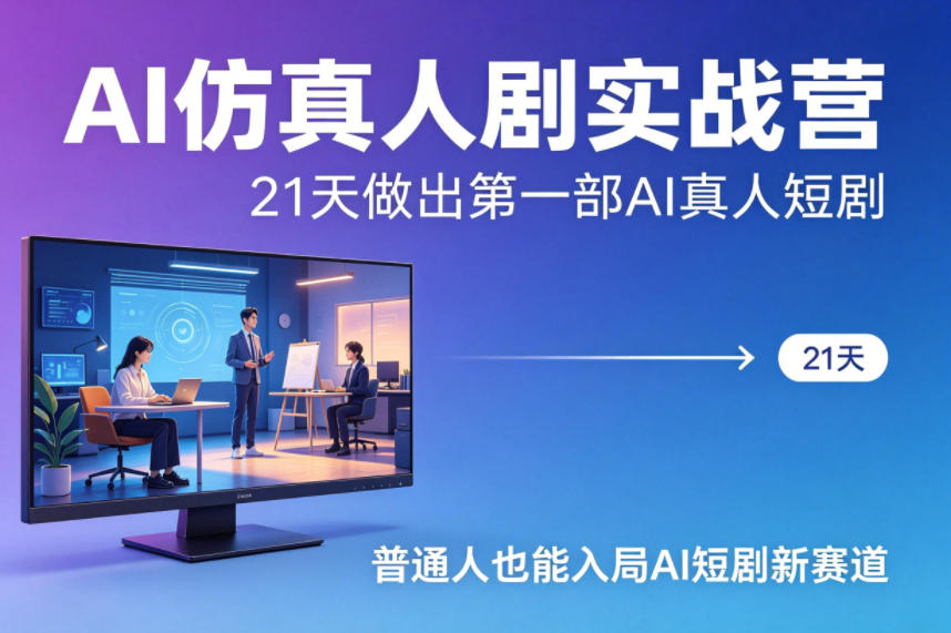 AI仿真人剧实战营,21天做出第一部AI真人短剧,普通人也能入局AI短剧新赛道-迦哆网创社