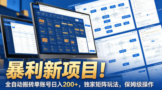 暴利新项目！全自动搬砖单账号日入200+，独家矩阵玩法，保姆级操作【揭秘】-迦哆网创社