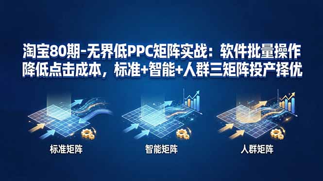 淘宝80期-无界低PPC矩阵实战：软件批量操作降低点击成本，标准+智能+人群三矩阵投产择优-迦哆网创社