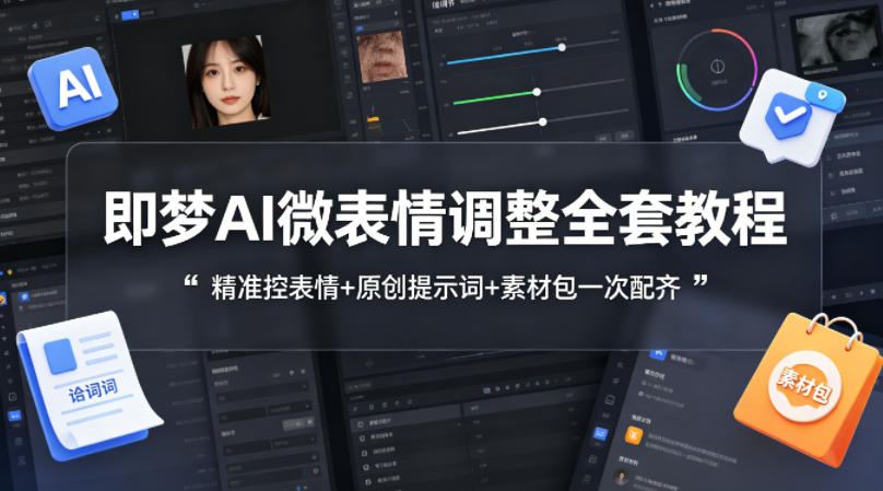 即梦AI微表情调整全套教程，精准控表情+原创提示词+素材包一次配齐-迦哆网创社