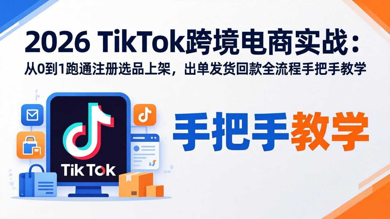 2026TikTok跨境电商实战-更新：从0到1跑通注册选品上架，出单发货回款全流程手把手教学-迦哆网创社