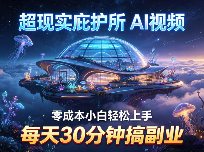 超现实庇护所AI视频项目拆解，零成本小白轻松上手，每天30分钟搞副业-迦哆网创社