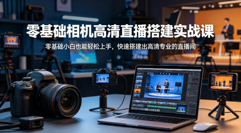 零基础相机高清直播间搭建实战课，小白也能轻松上手，快速搭建出高清专业的直播间-迦哆网创社