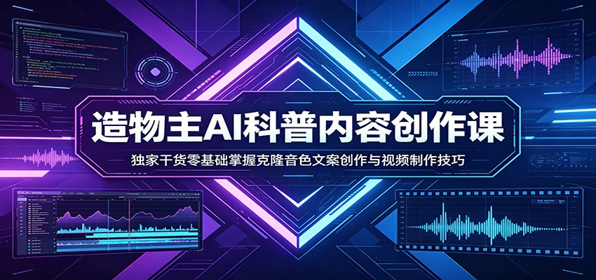 AI科普内容创作课：独家干货零基础掌握克隆音色文案创作与视频制作技巧-迦哆网创社