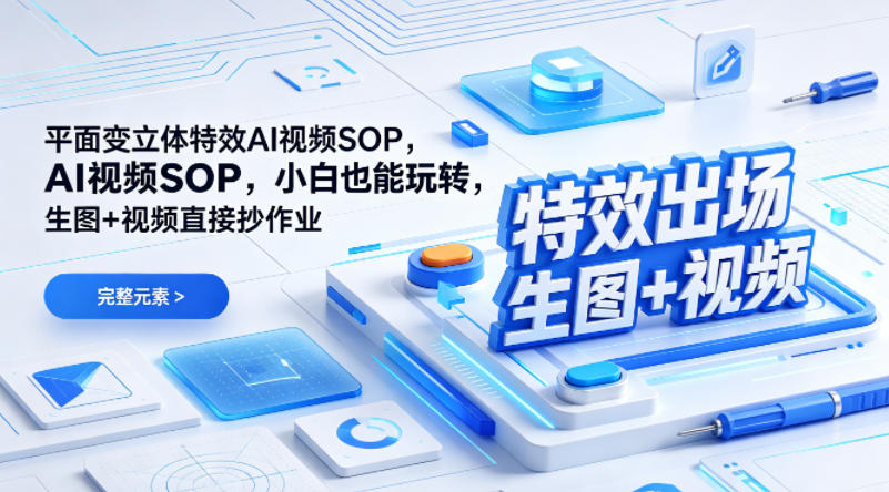 (特效出场)平面变立体特效AI视频SOP，小白也能玩转，生图+视频直接抄作业-迦哆网创社
