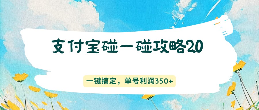 支付宝碰一碰攻略2.0，一键搞定，单号利润350+-迦哆网创社