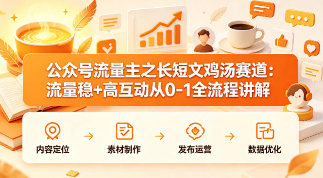 公众号流量主之长短文鸡汤赛道，流量稳+高互动，从0-1全流程讲解-迦哆网创社