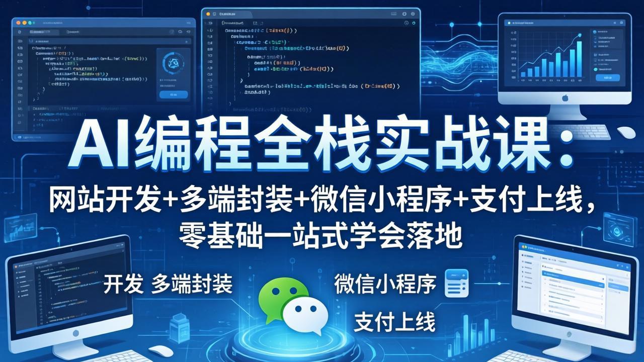AI编程全栈实战课：网站开发+多端封装+微信小程序+支付上线，零基础一站式学会落地-迦哆网创社