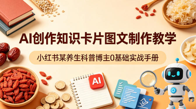 AI创作知识卡片图文制作教学，小红书某养生科普博主0基础实战手册-迦哆网创社