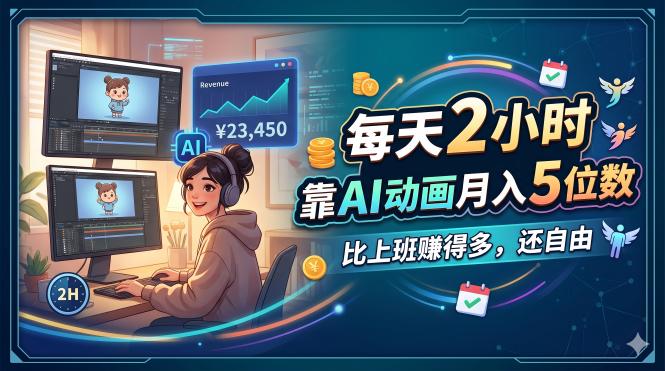 每天 2 小时，靠 AI 动画月入 5 位数，比上班赚得多，还自由-迦哆网创社