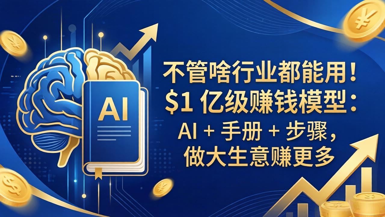 不管啥行业都能用！$1 亿级赚钱模型：AI + 手册 + 步骤，做大生意赚更多-迦哆网创社