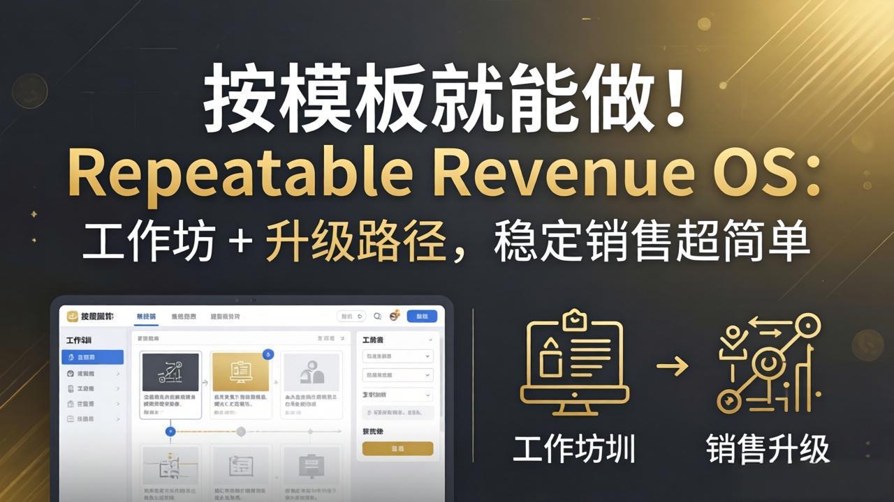 按模板就能做！Repeatable Revenue OS：工作坊 + 升级路径，稳定销售超简单-迦哆网创社