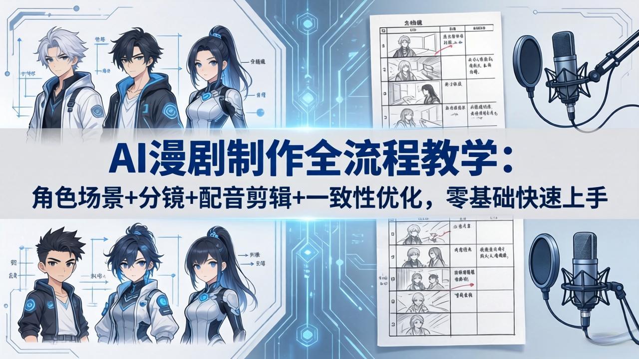 AI漫剧制作全流程教学：角色场景+分镜+配音剪辑+一致性优化，零基础快速上手-迦哆网创社