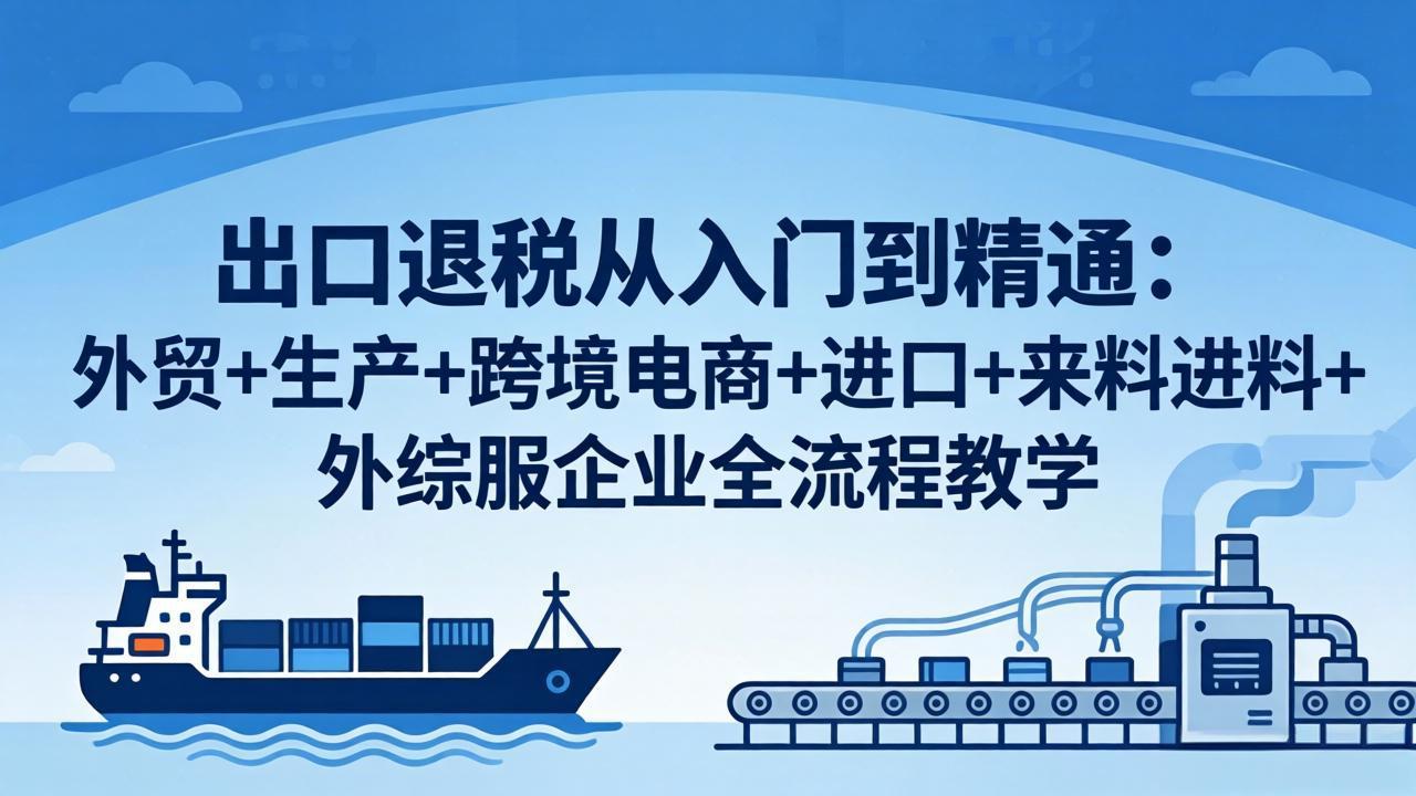 出口退税从入门到精通：外贸+生产+跨境电商+进口+来料进料+外综服企业全流程教学-迦哆网创社