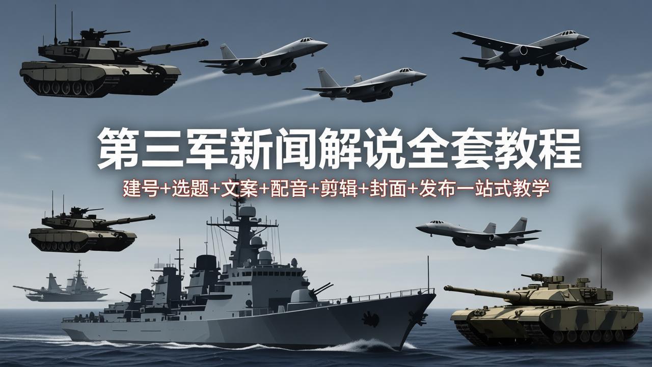 第三军迷新闻解说全套教程：建号+选题+文案+配音+剪辑+封面+发布一站式教学-迦哆网创社