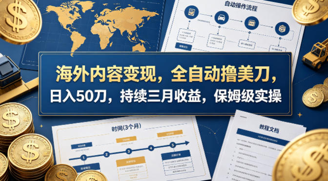 海外内容变现，全自动撸美刀，日入50刀，持续三月收益，保姆级实操【揭秘】-迦哆网创社