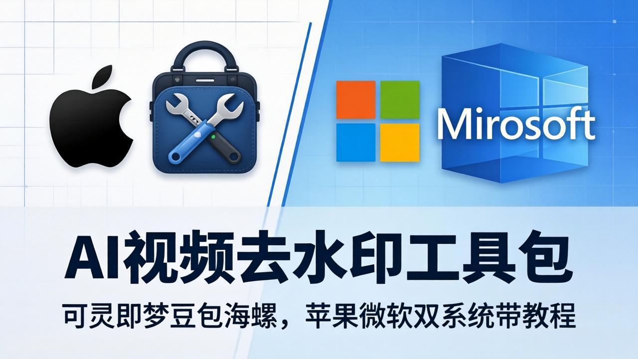 AI视频去水印工具包：可灵即梦豆包海螺，苹果微软双系统带教程-迦哆网创社