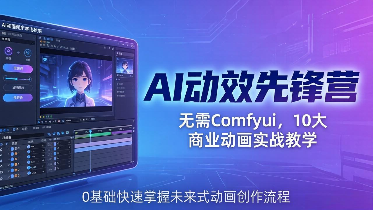 AI 动效先锋营：无需Comfyui，10大商业动画实战教学，0基础快速掌握未来式动画创作流程-迦哆网创社