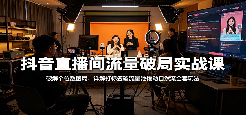 抖音直播间流量破局实战课：破解个位数困局，详解打标签破流量池撬动自然流全套玩法-迦哆网创社