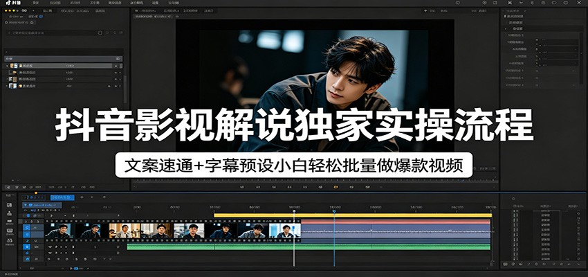 抖音影视解说独家实操流程，文案速通+字幕预设小白轻松批量做爆款视频-迦哆网创社