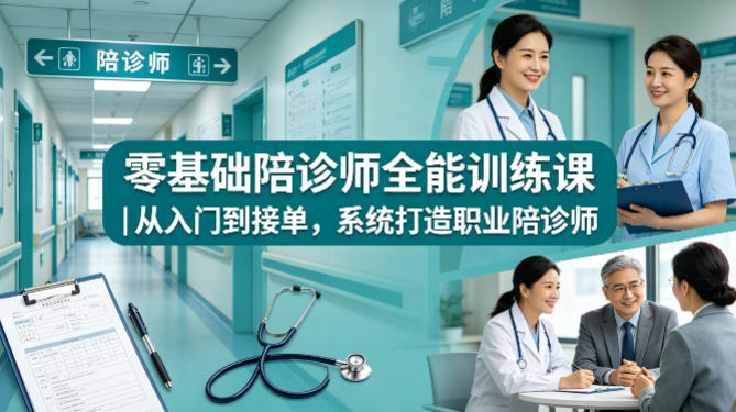 零基础陪诊师全能训练课｜从入门到接单，系统打造职业陪诊师-迦哆网创社