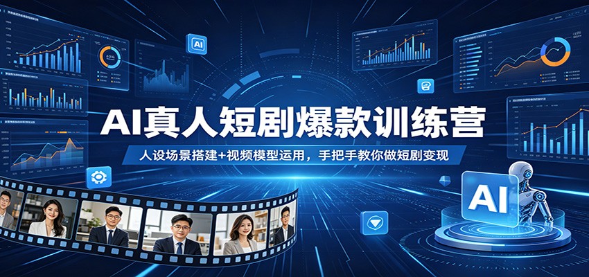 AI真人短剧爆款训练营：人设场景搭建+视频模型运用，手把手教你做短剧变现-迦哆网创社
