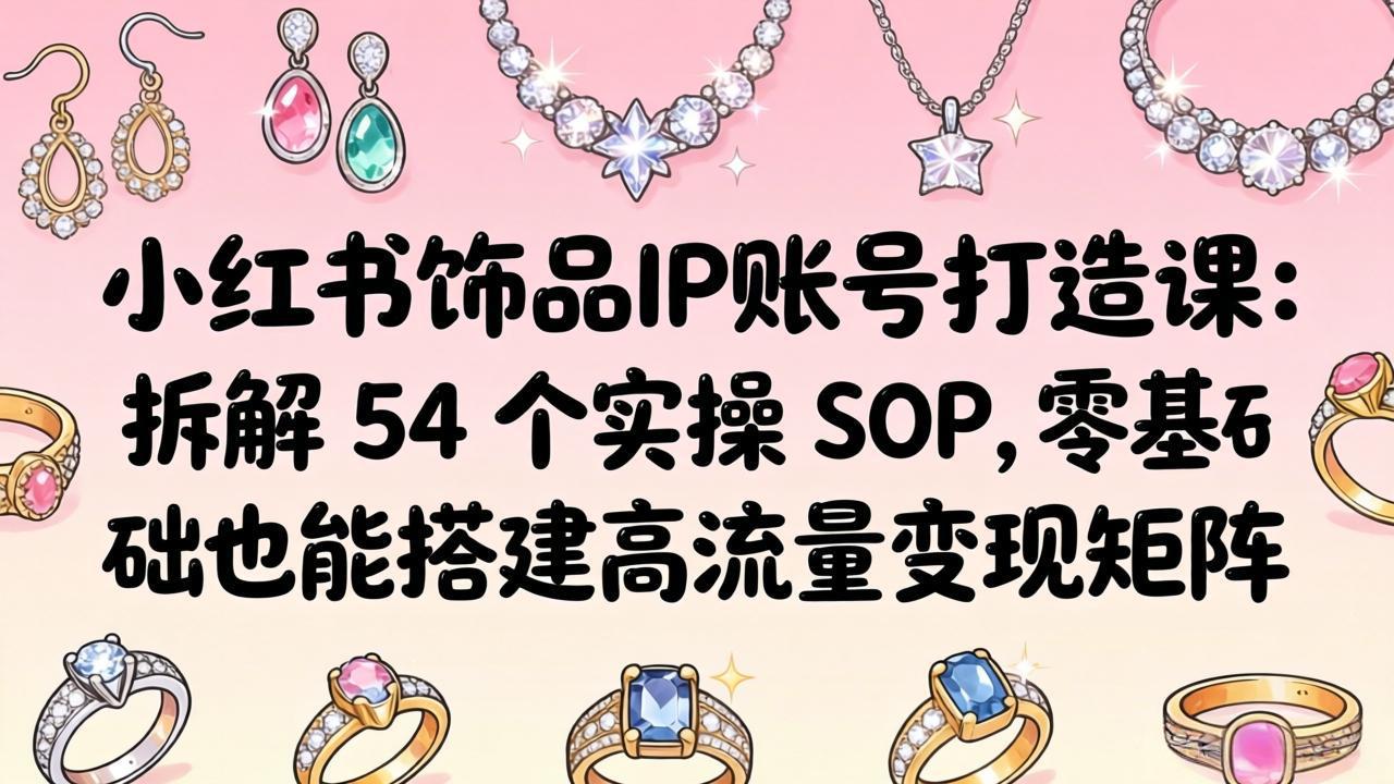 小红书饰品IP账号打造课：拆解 54 个实操 SOP，零基础也能搭建高流量变现矩阵-迦哆网创社
