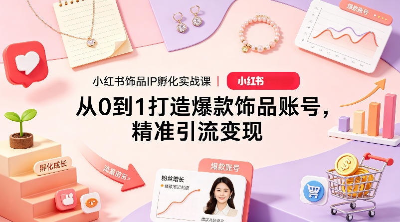 小红书饰品IP孵化实战课｜从0到1打造爆款饰品账号，精准引流变现-迦哆网创社
