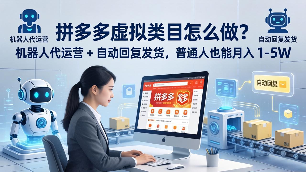 拼多多虚拟类目怎么做？机器人代运营 + 自动回复发货，普通人也能月入 1-5W-迦哆网创社